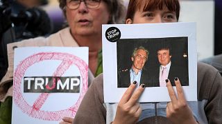 Protesters gather outside Windsor Castle ahead of Trump state visit