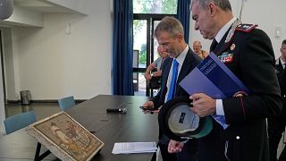 Stolen Roman mosaic with erotic motif returned to Pompeii after WWII