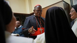 Cardinal Fridolin Ambongo Besungu celebrates mass ahead of papal conclave