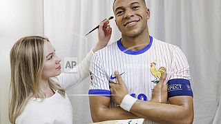 French football star Kylian Mbappe comes face-to-face with his double