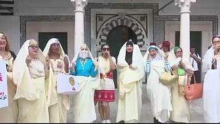 Tunisia's Women’s Day parade celebrates the traditional sefsari tunic 